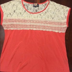 Angie Pink and White Lace Top